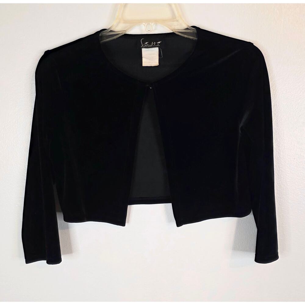 Biscotti Velvet Black Cropped One Button Long Sleeve Jacket Girl's Size 16